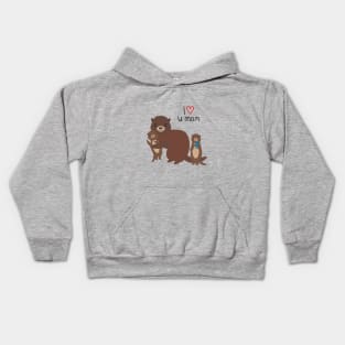 I Love You Mom - Funny Otters Kids Hoodie